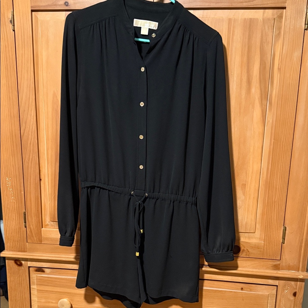 Michael Kors Black Button-Down Romper